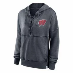 Hot Sale ❤️ College Hoodies & Sweatshirts Fanatics 👩 Women's Wisconsin Badgers Terry Lace Hoodie ⭐