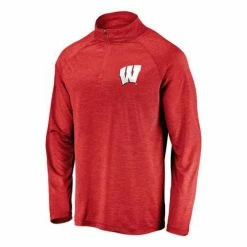 Flash Sale ✨ College 👕 Shirts Fanatics Wisconsin Badgers Striated 1/4 Zip 😉