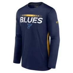 Wholesale ✨ NHL 👕 Shirts Fanatics St. Louis Blues Logo Long Sleeve 👕 Shirt ✨