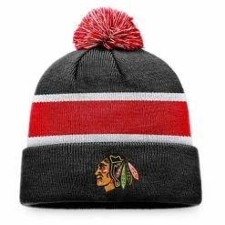 Wholesale 😀 NHL Hats & Caps Fanatics Chicago Blackhawks 2022 Reverse Retro Pom Beanie 🔥